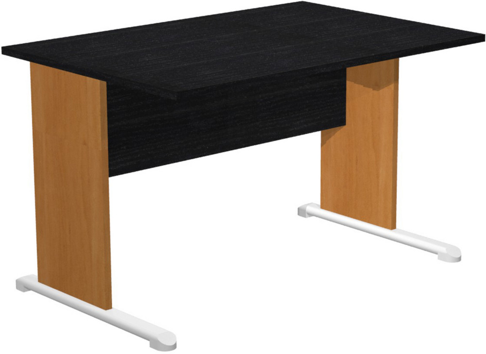 Bureau droit Pronto Bois - L.120 x P.80 cm - Plateau Noir - Pieds L Aulne