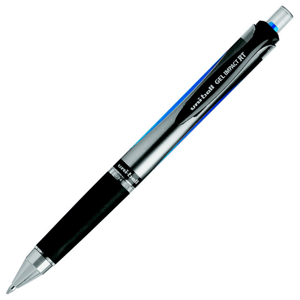 Uni Stylo  encre gel rtractable GelImpact pointe large de 1mm - corps noir encre bleue