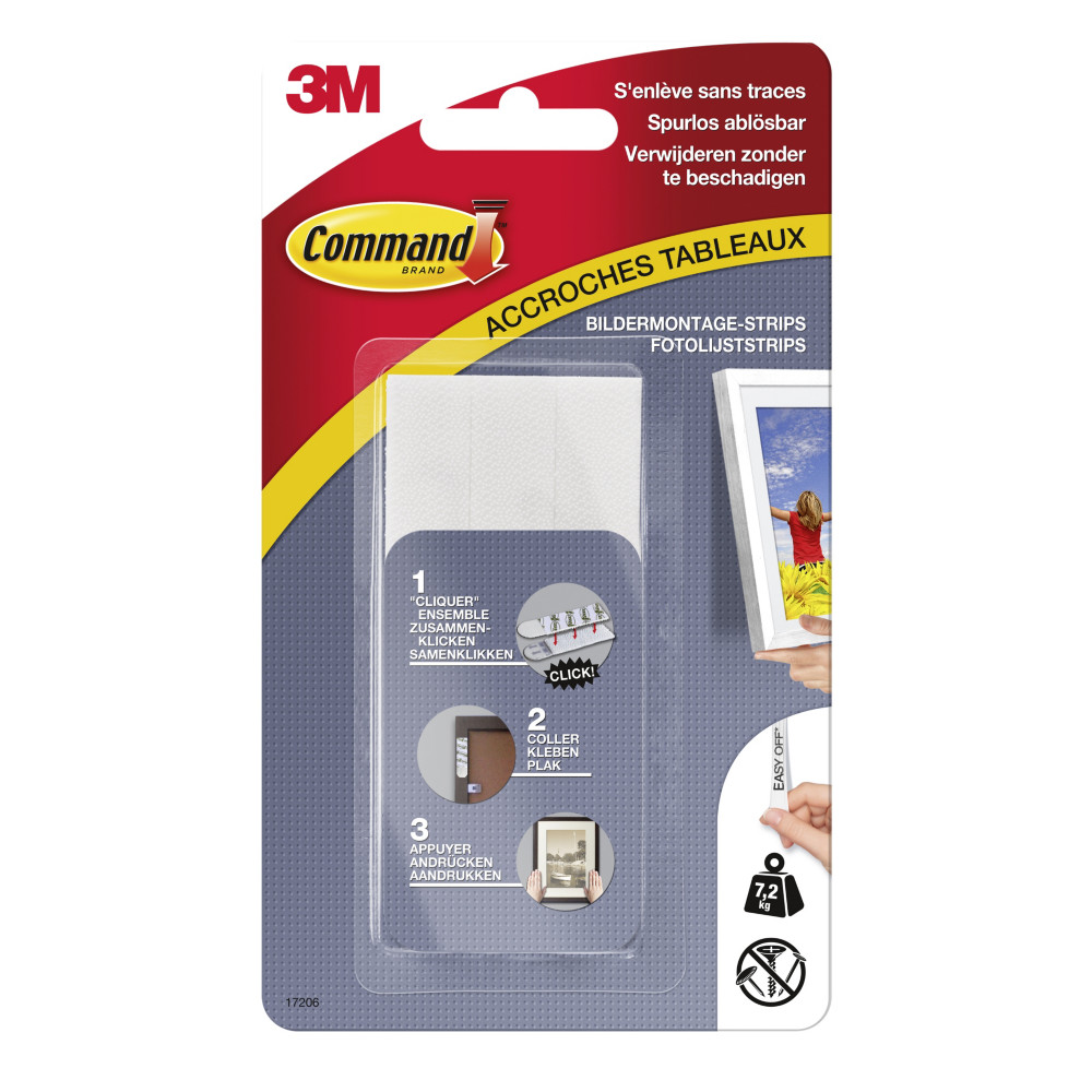 Command Bandes d'accroches tableaux, 4 x 2 grandes bandes, 1,8 kg