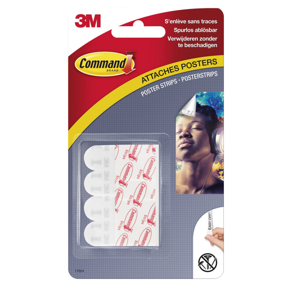 Command Bandes pour affiches, blanches, 12 petites bandes, 453 g