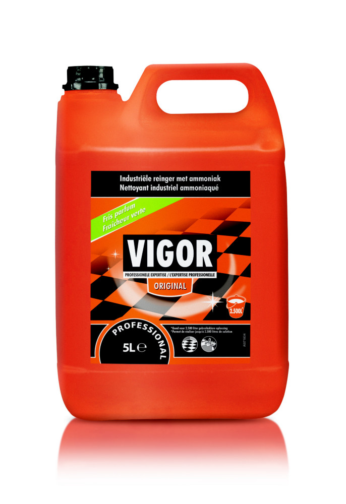 Vigor liquide nettoyant industriel Original  l'ammoniaque, fracheur verte - Bidon de 5 l