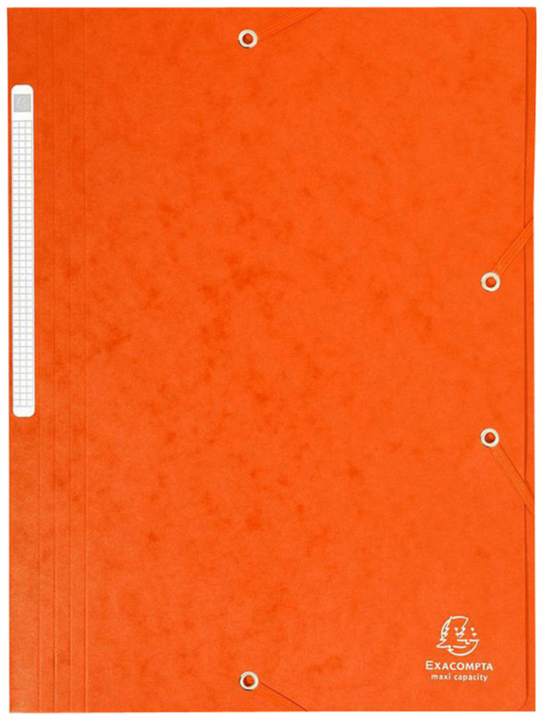 Exacompta Chemise 3 rabats  lastiques Maxi capacity en  carte lustre 425 g/m - Capacit 300 feuilles - Orange