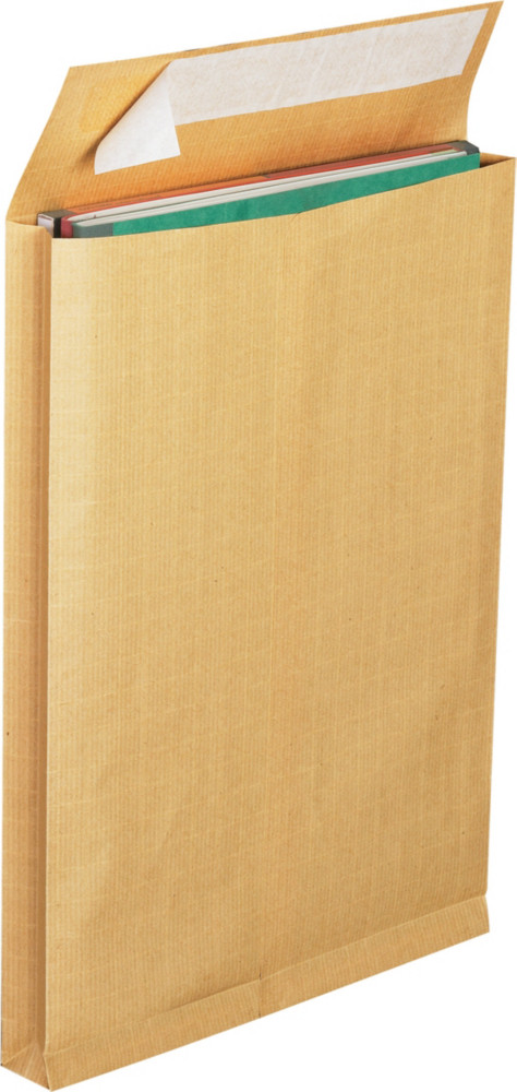 La Couronne Pochette kraft brun 280 x 365 mm 130g sans fentre - soufflet 3 cm - autocollante bande protectrice - Lot de 125