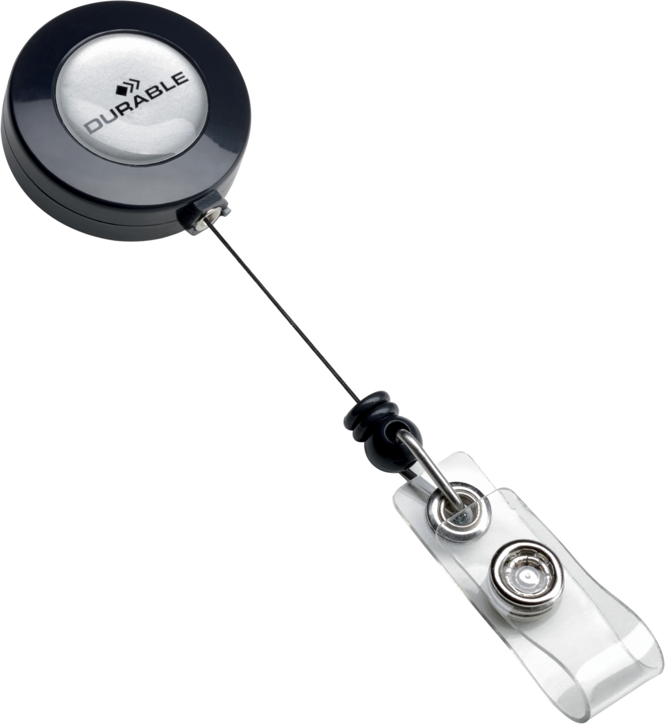 DURABLE Enrouleur pour porte-badge avec cordon rétractable 80 cm - Avec lanière bouton pression - Boîte de 10