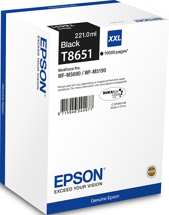Epson T8651 Cartouche d'encre originale grande capacité C13T865140 - Noir