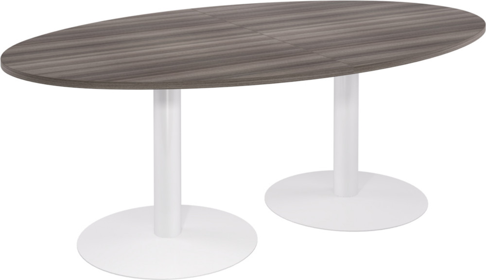 Table de runion ovale L.200 x P.120 cm - Plateau Cdre - Pieds tulipe Blanc