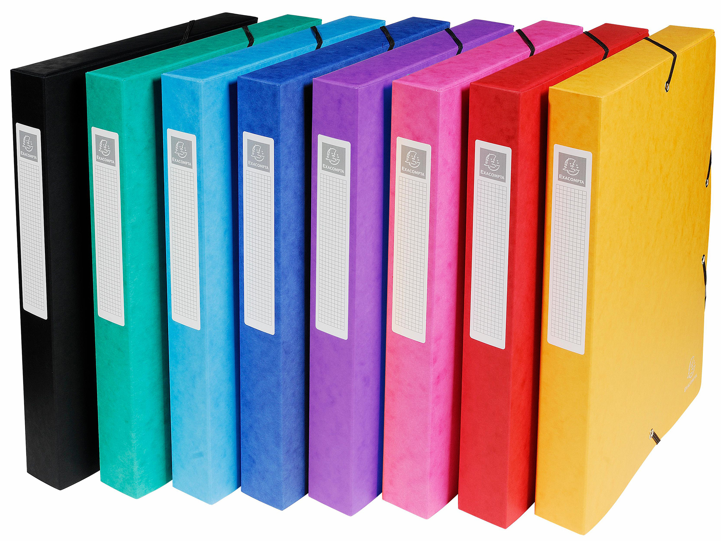 Exacompta Boîte de classement A4 Exabox - Carte lustrée 7/10E - Dos 6 cm - Assorties - Lot de 8