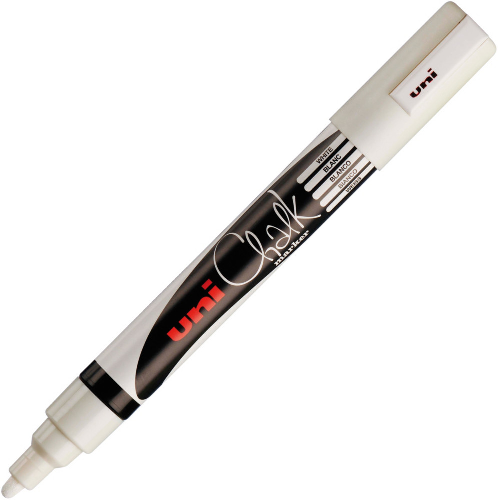 Uni Marqueur craie Chalk Marker PWE-5M encre non permanente pointe ogive de 1,8  2,5mm - Blanc