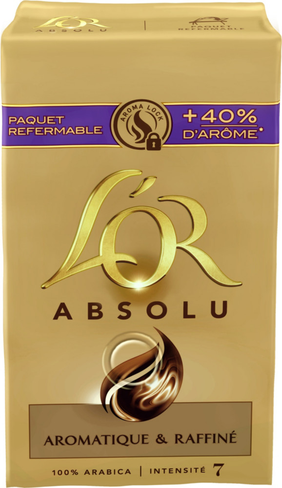 L'OR Absolu caf moulu 100% arabica, intensit 7 - Paquet de 250 g - lot de 2 paquets