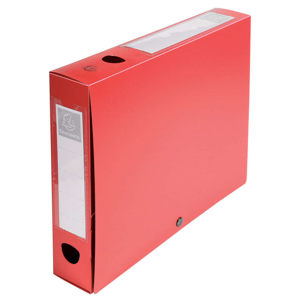 Exacompta Bote de classement A4 Fermeture pression - Polypropylne 7/10E - Dos 6 cm - Rouge - Lot de 10