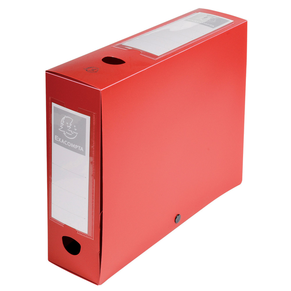 Exacompta Bote de classement A4 Fermeture pression - Polypropylne 7/10E - Dos 8 cm - Rouge - Lot de 10