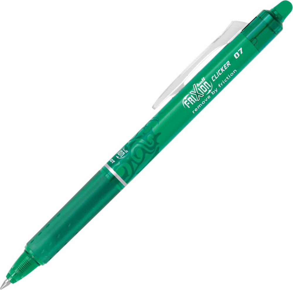 Pilot FriXion Clicker Stylo roller rtractable encre gel effaable pointe moyenne 0,7 mm vert