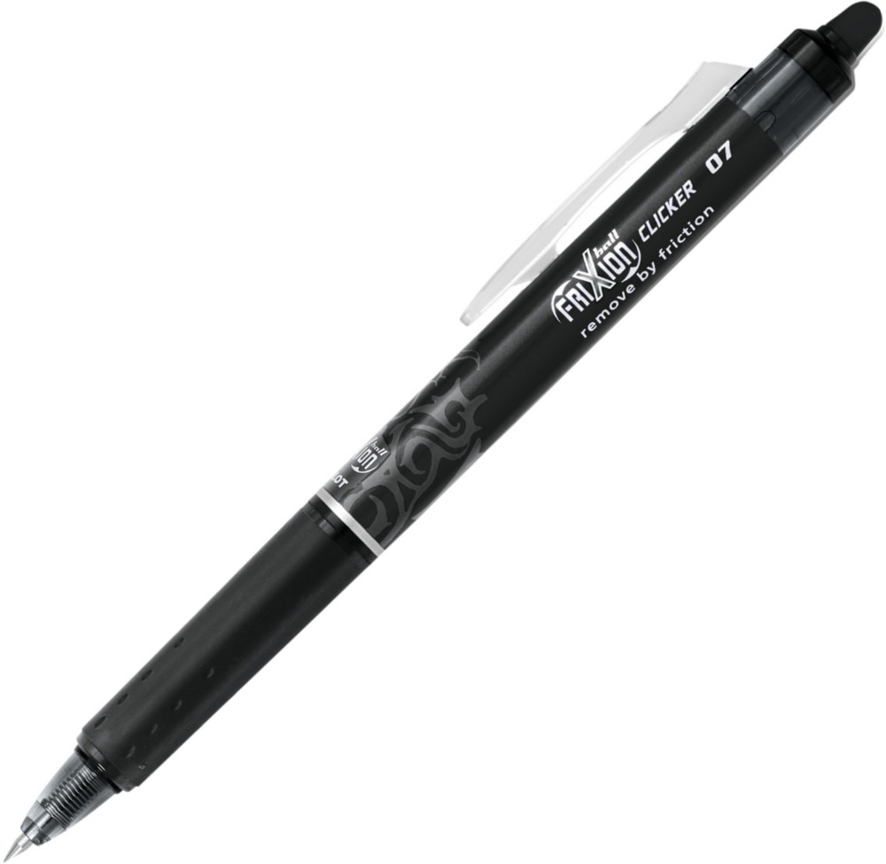 Pilot FriXion Clicker Stylo roller rtractable encre gel effaable pointe moyenne 0,7 mm noir