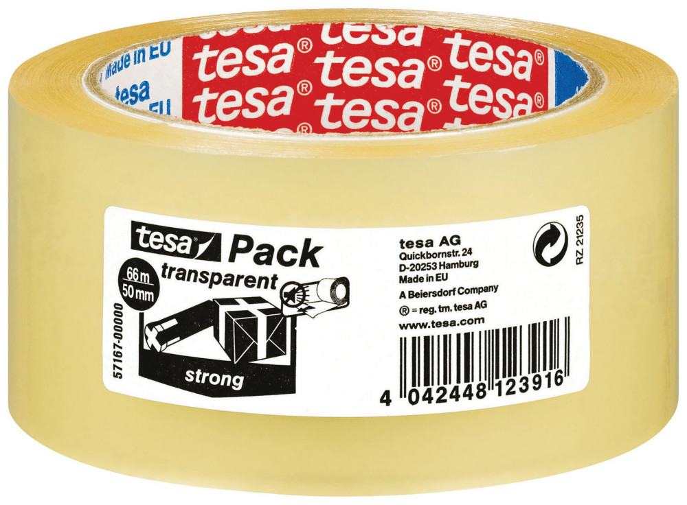 tesa Ruban adhsif d'emballage tesapack polypropylne silencieux 28 microns - 50mmx66m - Transparent