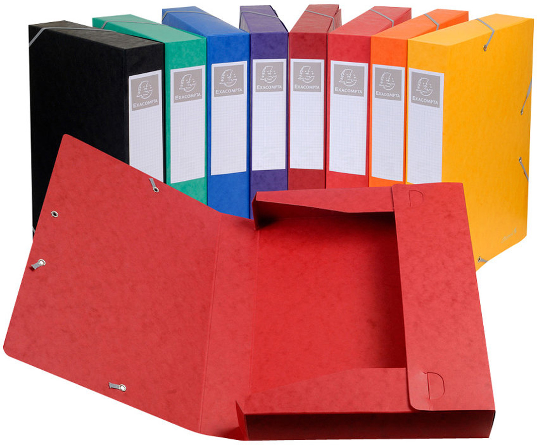 Exacompta Boîte de classement A4 Cartobox - Carte lustrée 7/10E - Dos 6 cm - Assorties - Lot de 10