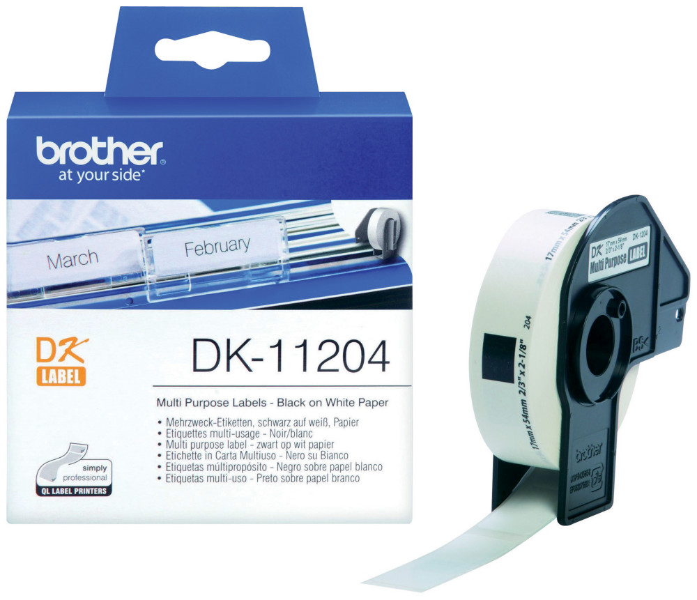 Brother Rouleaux d'tiquettes Brother pour imprimante QL - Multi-usage - Modles DK11204  -  17 x 54 mm - 400 tiquettes