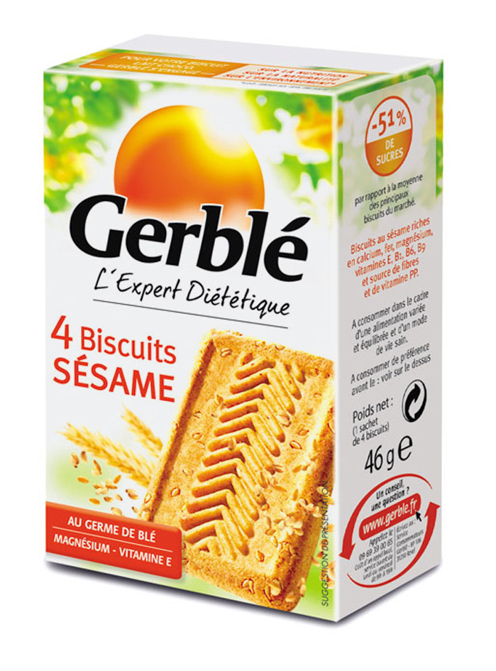 Gerbl Biscuits dittiques Ssame - Lot de 18 botes de 46 g