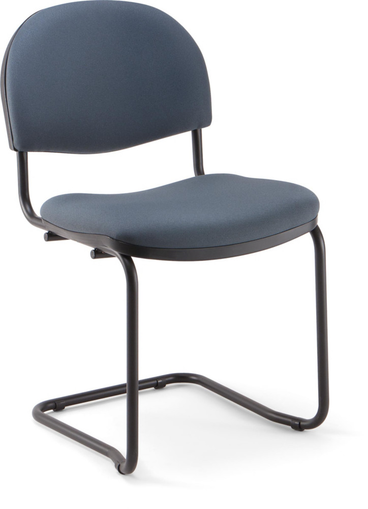 Chaise runion et visiteur Prima - Tissu rembourr - Anthracite - Pieds luge Noir