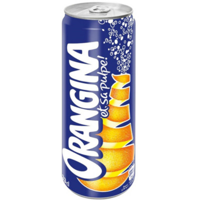 ORANGINA Boisson gazeuse à l'orange - Boîte 33 cl - Lot de 24