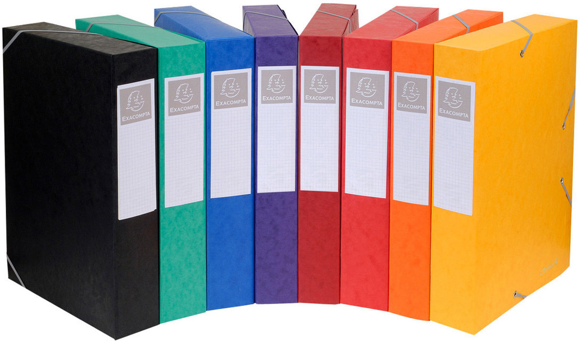 Exacompta Chemise 3 rabats format A4 Cartobox en carte lustrée montage rapide - Dos 5 cm - Coloris assortis