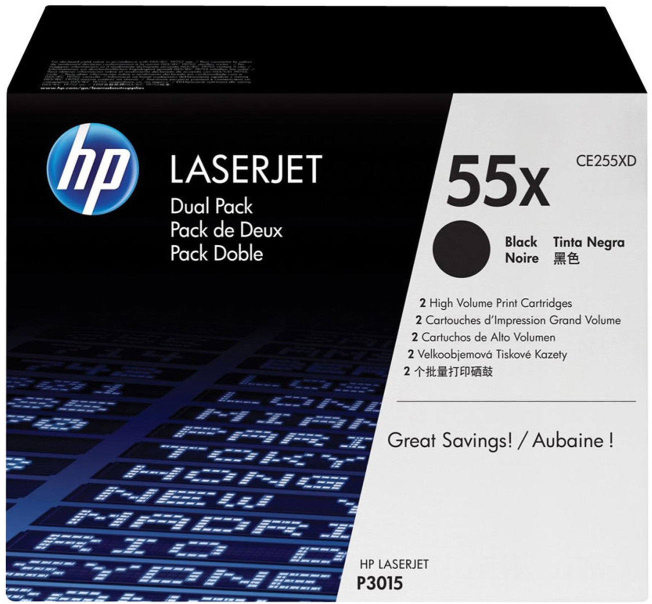HP 55X Pack de 2 à rendement élevé original LaserJet cartouche de toner CE255XD pour LaserJet Enterprise MFP M525 LaserJet Enterprise Flow MFP M525 LaserJet Managed MFP... - vue 8