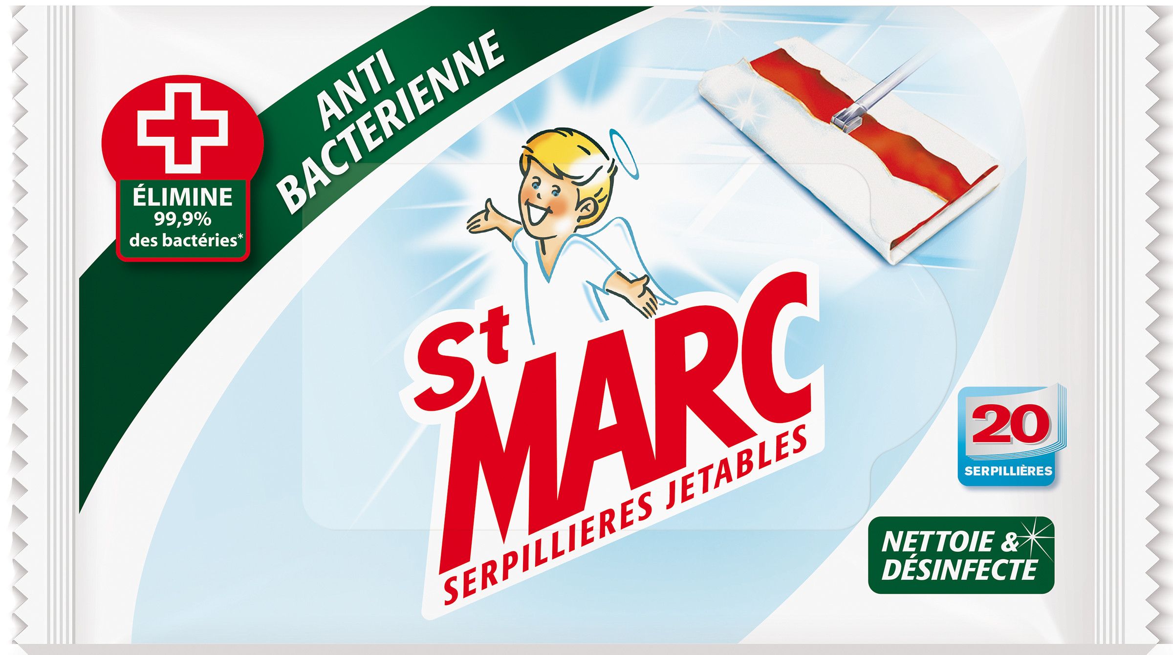 ST MARC Serpillères jetables Imprégnées Anti Bactériennes 20 Serpillères - vue 2