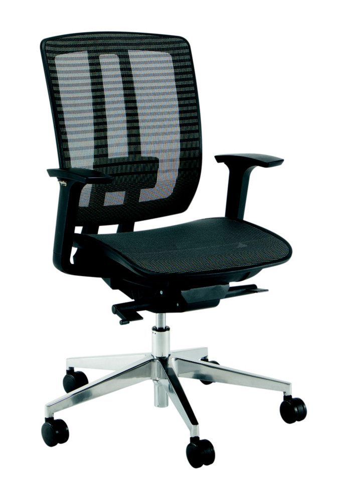Fauteuil ergonomique AIR ONE Maille et Tissu Noir Hauteur rglable - Accoudoirs Dossier Roulettes