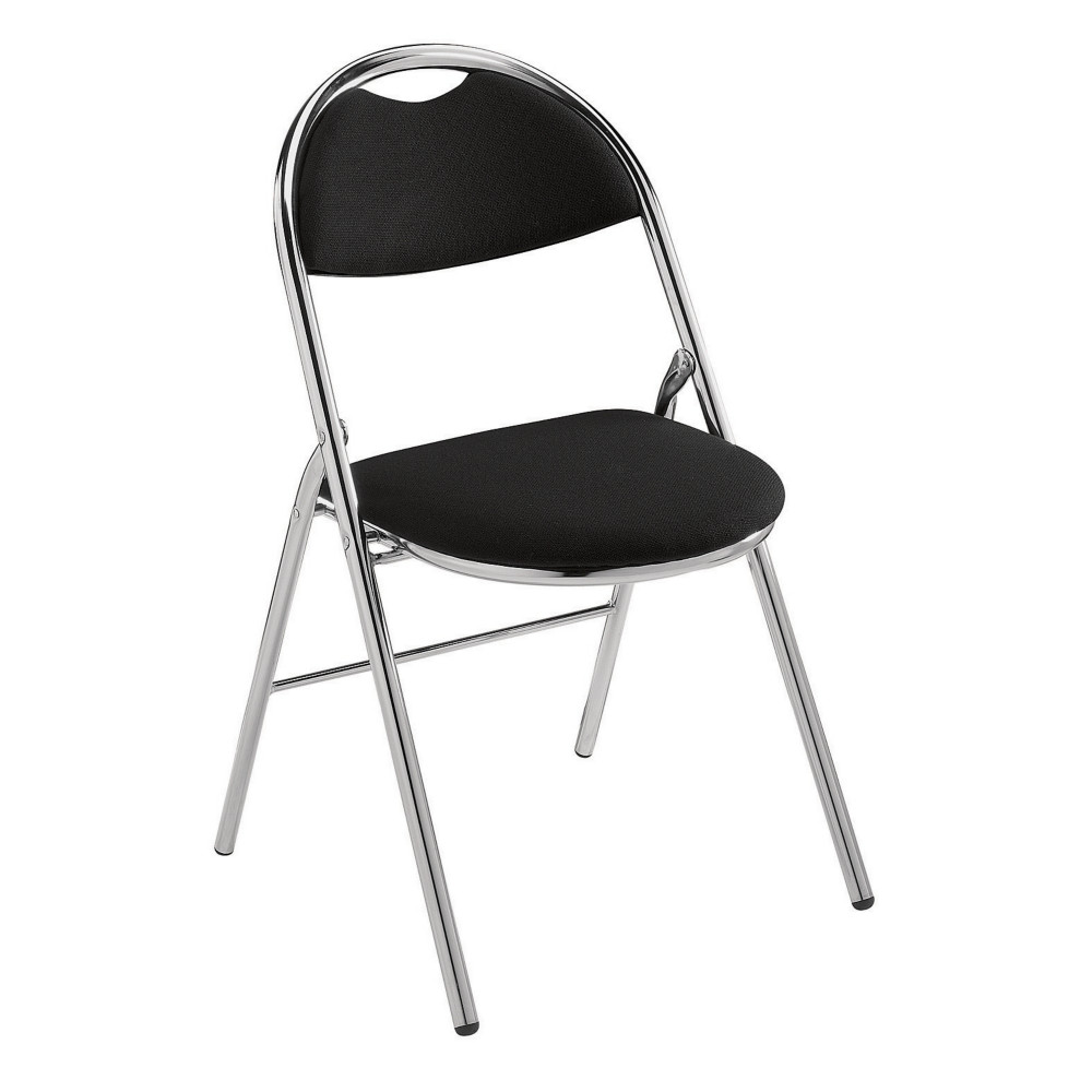 Chaise pliante Super confort - Tissu Noir - Pieds mtal Chrom