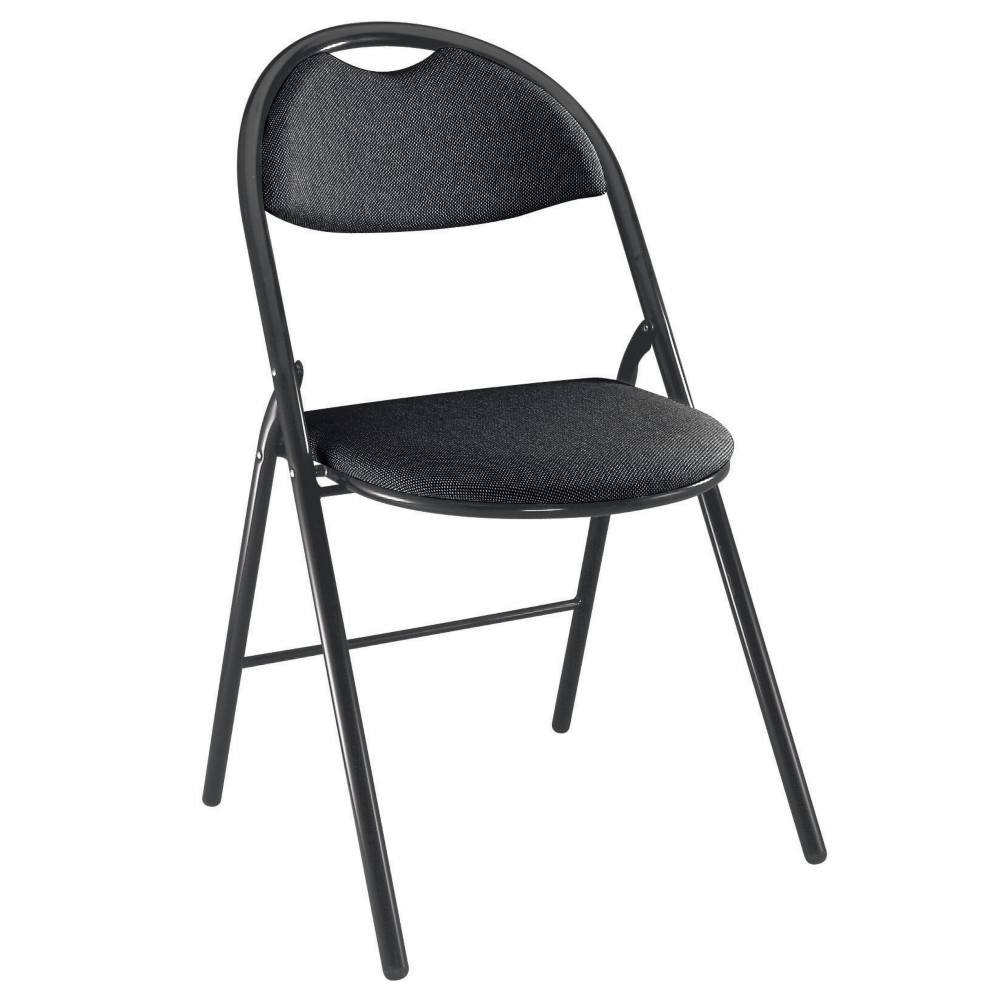 Chaise pliante Super confort - Tissu non feu M1 Noir - Pieds mtal Noir