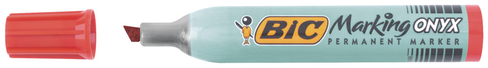 BIC Marking Onyx 1591 - Marqueur permanent corps mtal de double capacit, Pointe biseaute largeur de trait 2,7  6,2 mm - Rouge