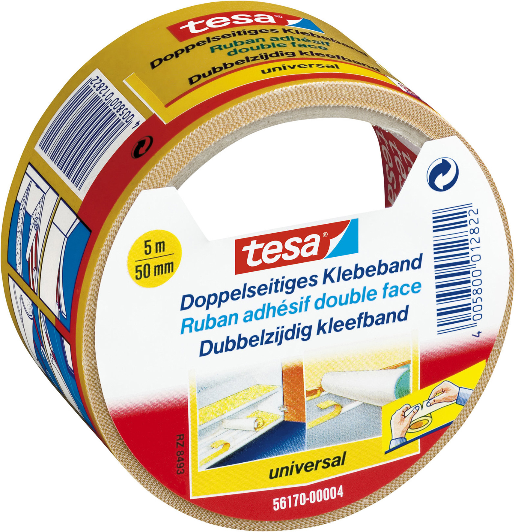 tesa® Bande double face universelle, blanc, 50 mm x 5 m 56170