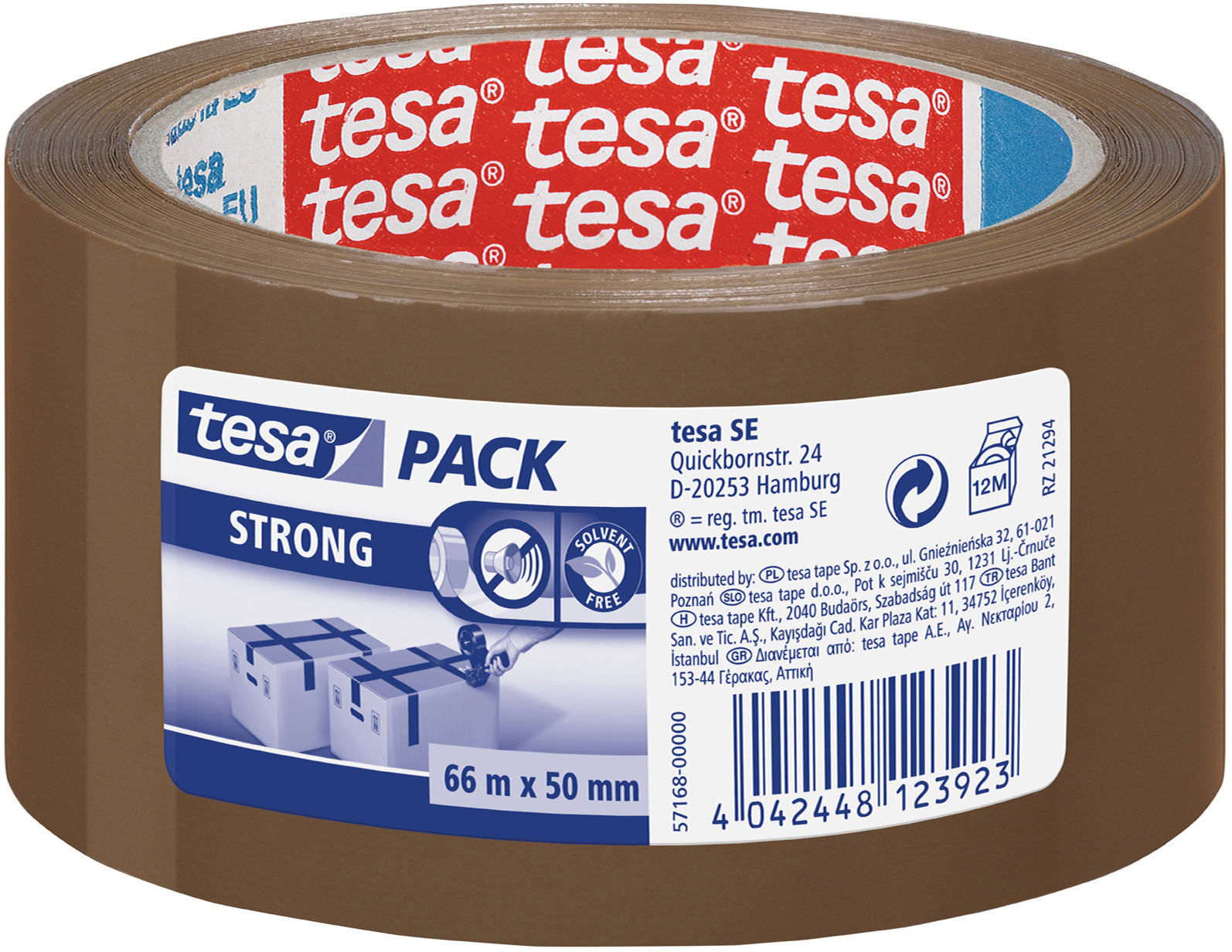 tesa® Ruban adhésif d'emballage tesapack polypropylène silencieux 28 microns - 50 mm x 66 m - Havane