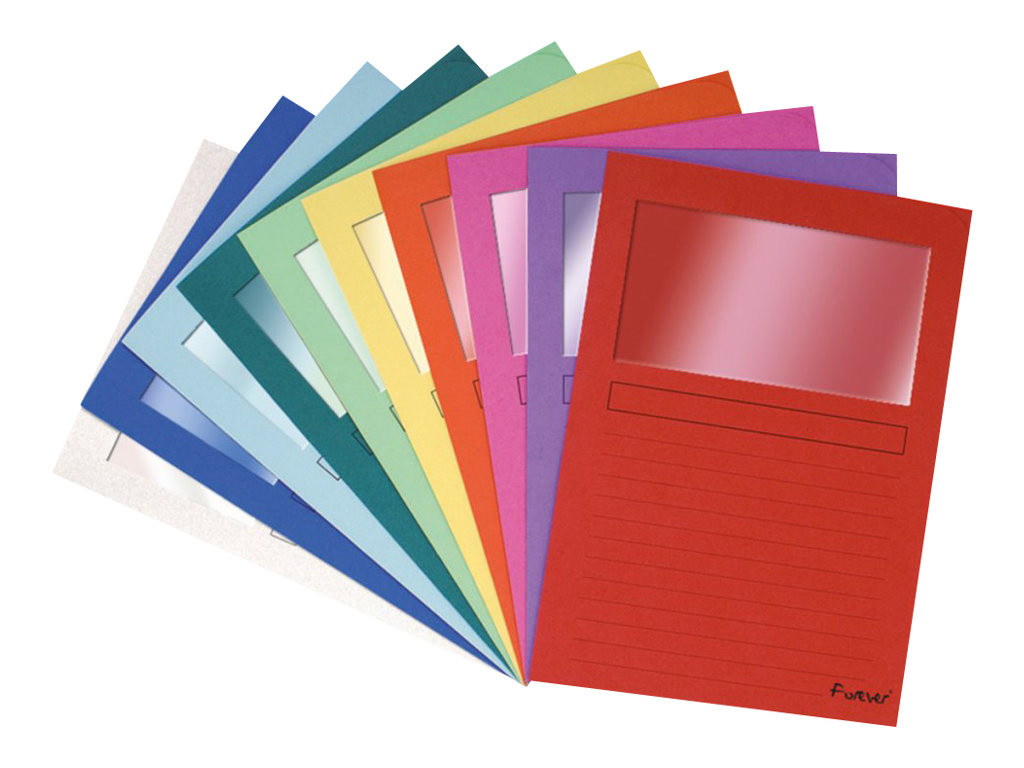 Exacompta Chemises à fenêtre FOREVER carte recyclée 120g/m² - Assorties - Lot de 25