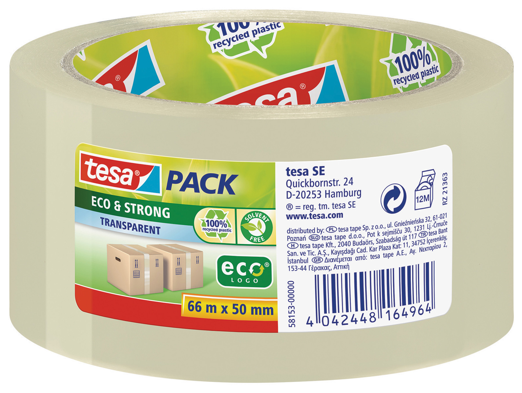 tesa Tesapack Eco & Strong bande d'emballage transparente