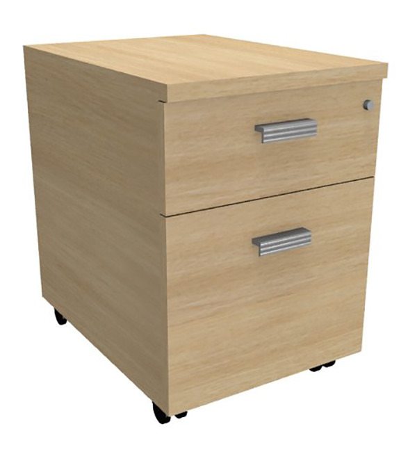 Caisson mobile Moka - L.40 x P.60 x H.55 cm - 2 tiroirs - Chêne clair