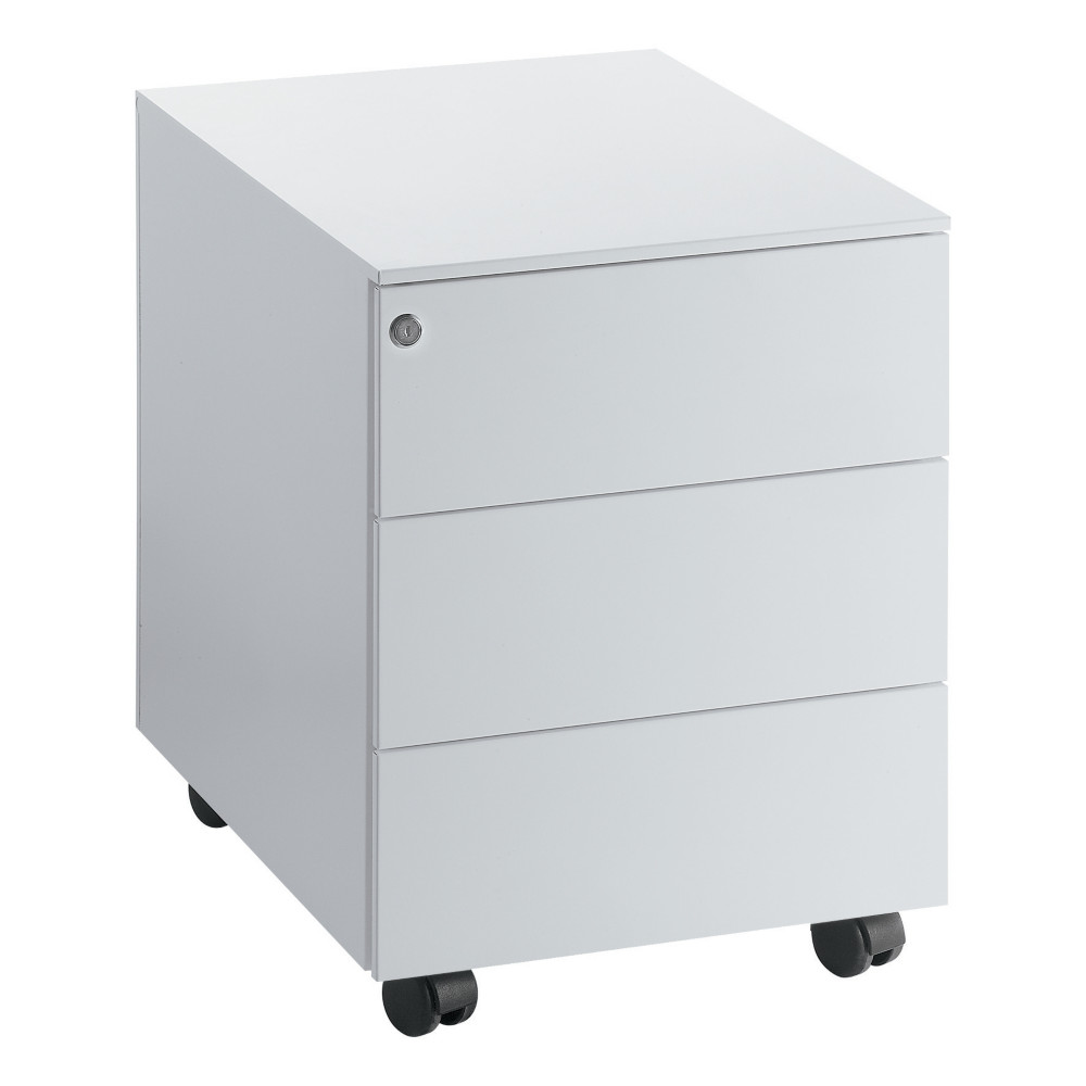 Caisson mobile mtal Universal - 3 tiroirs avec serrure - Aluminium