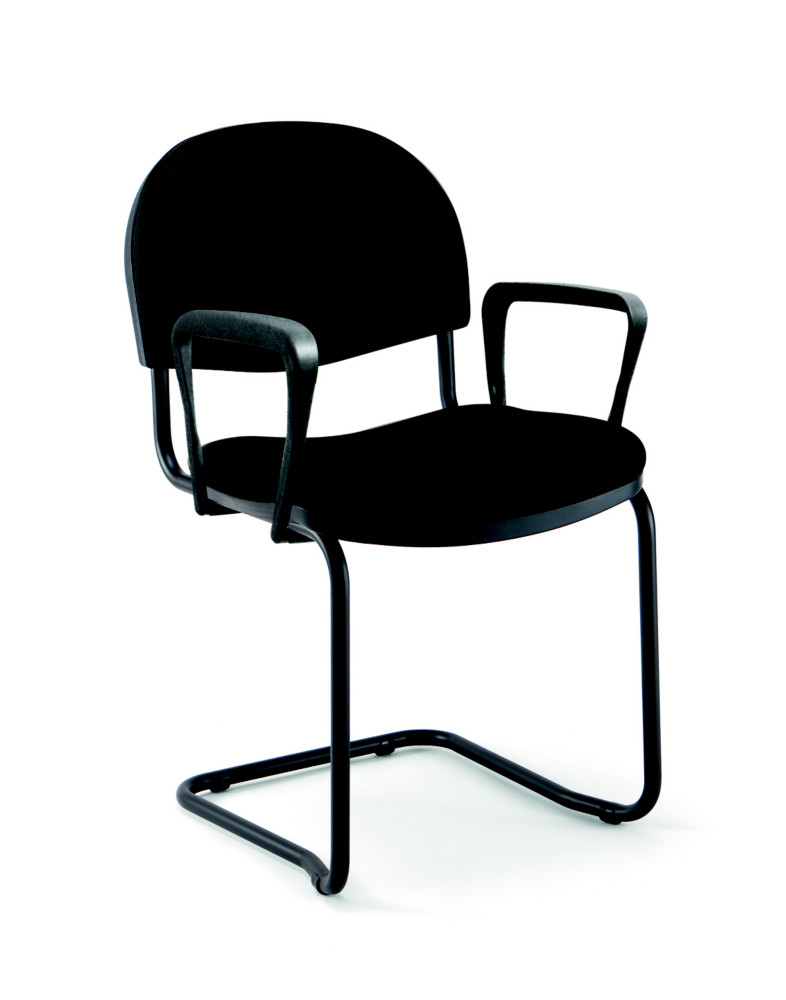 Fauteuil runion et visiteur Prima - Tissu rembourr non feu - Noir - Pieds luge Noir