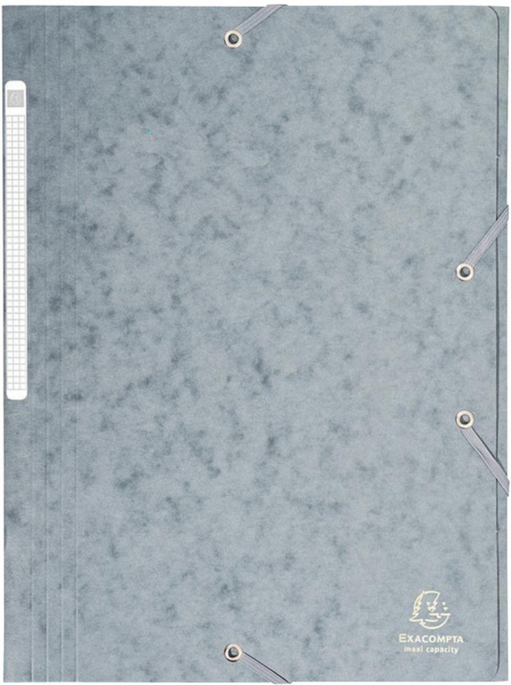 Exacompta Chemise 3 rabats  lastiques Maxi Capacity en carte lustre 425 g/m -  Capacit 300 feuilles - Gris