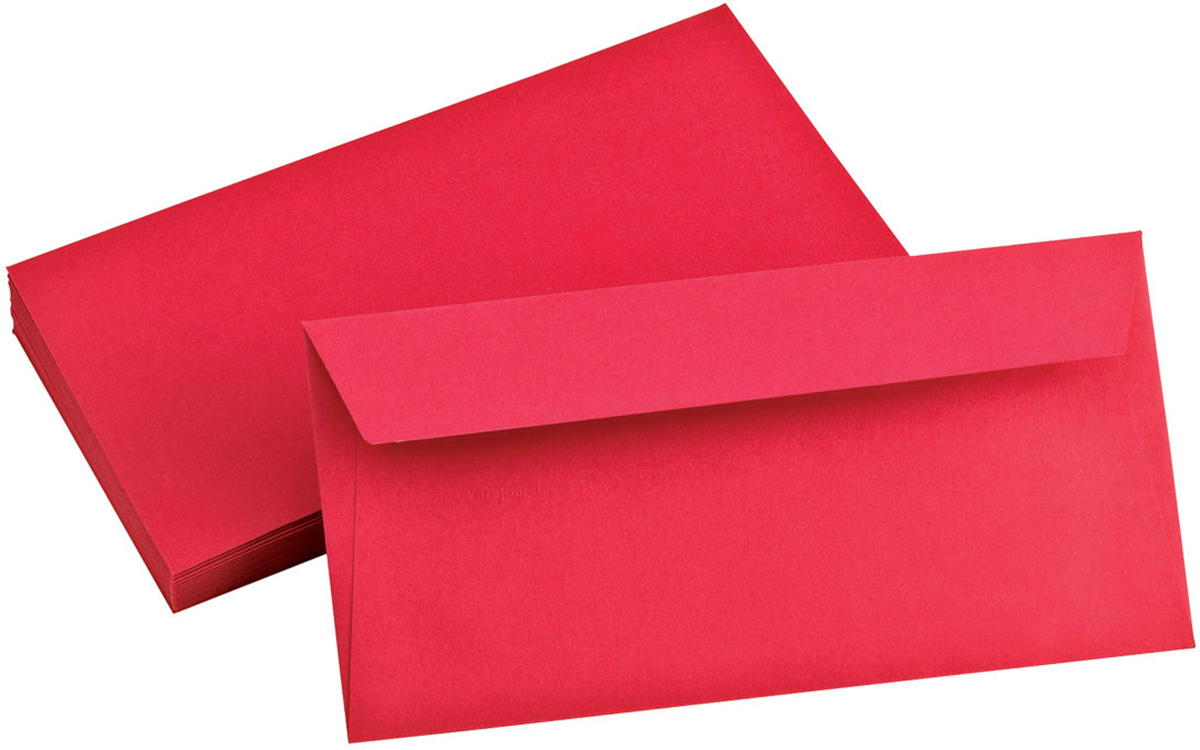 Clairefontaine Enveloppe Pollen 110 x 220 mm 120g sans fenêtre - autocollante bande protectrice - Rouge - Lot de 20