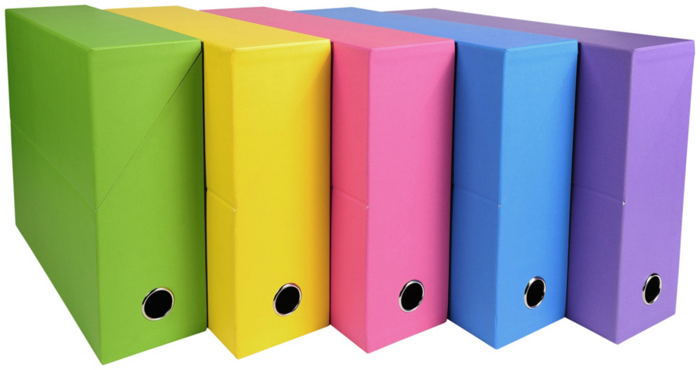 Exacompta Bote de classement Salsa en papier cartonn - Dos 9 cm - Assorties - Lot de 5