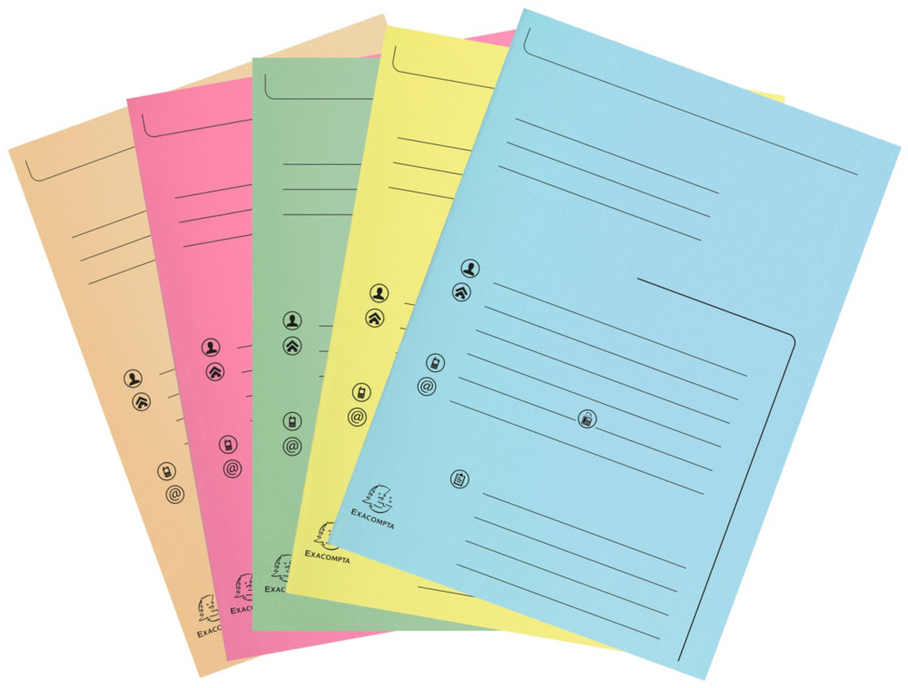 Exacompta Chemises dossier 2 rabats primprime 200 feuilles A4 en carte - Couleurs assorties - Lot de 25
