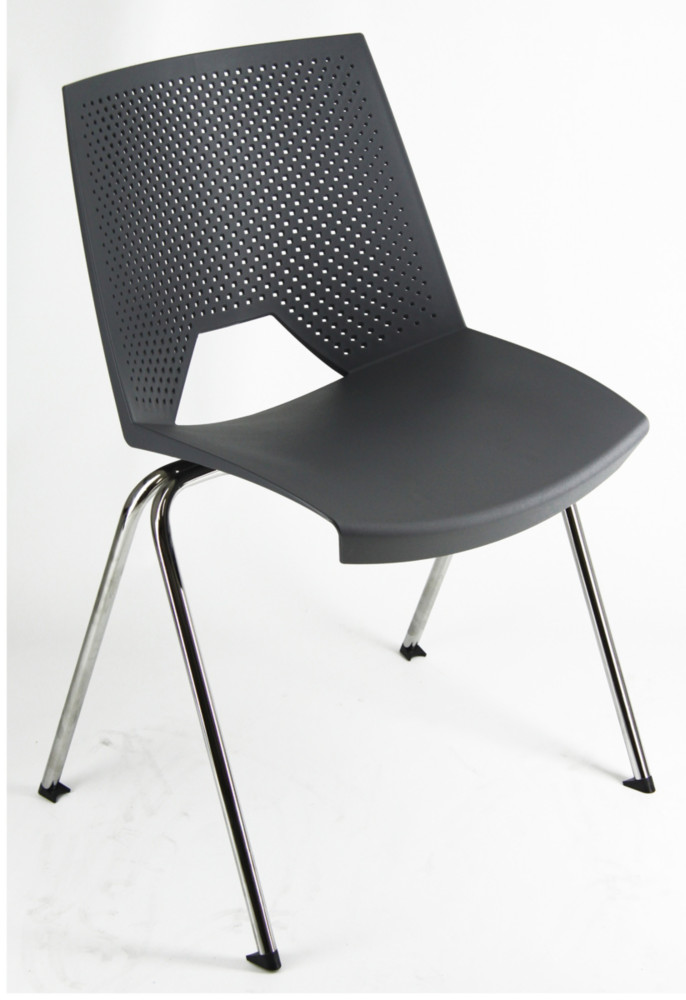 Chaise collectivit Skype Coque polypropylne, pieds mtal chrom - Gris anthracite