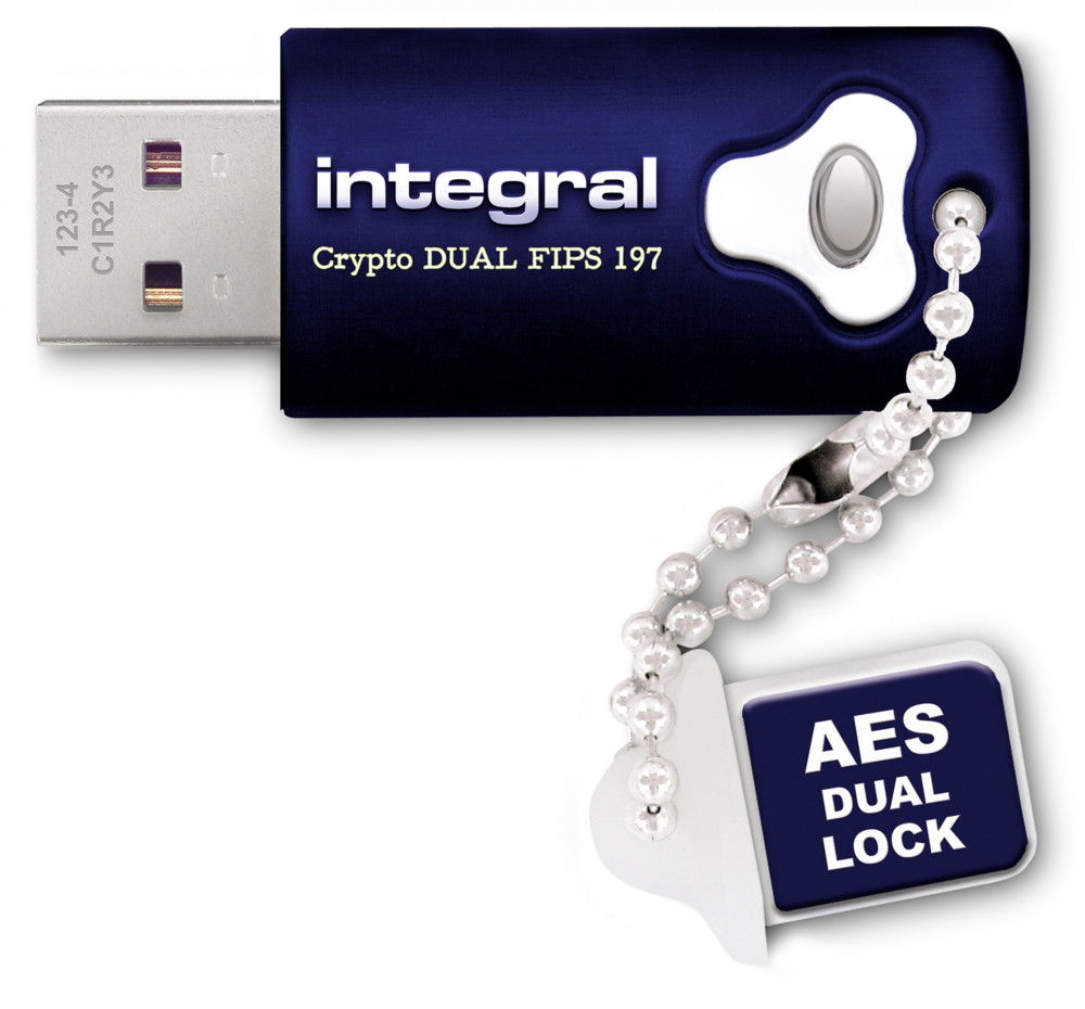 INTEGRAL MEMORY Cl USB 3.0  FIPS 197 Crypto Dual, chiffrement 256 bits - 32 Go - Bleu