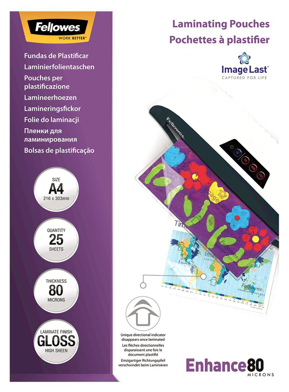 Fellowes Pochettes de plastification ImageLast A3 - Epaisseur : 80 microns par face - Boîte de 25