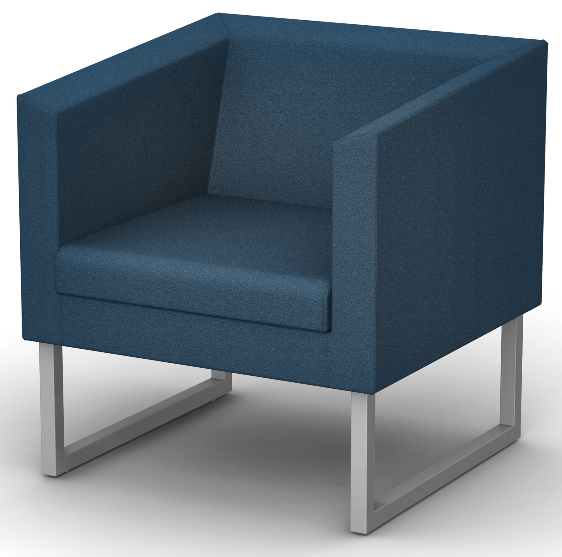 Fauteuil d'accueil Sten 1 place Tissu bleu Piètement acier aluminium
