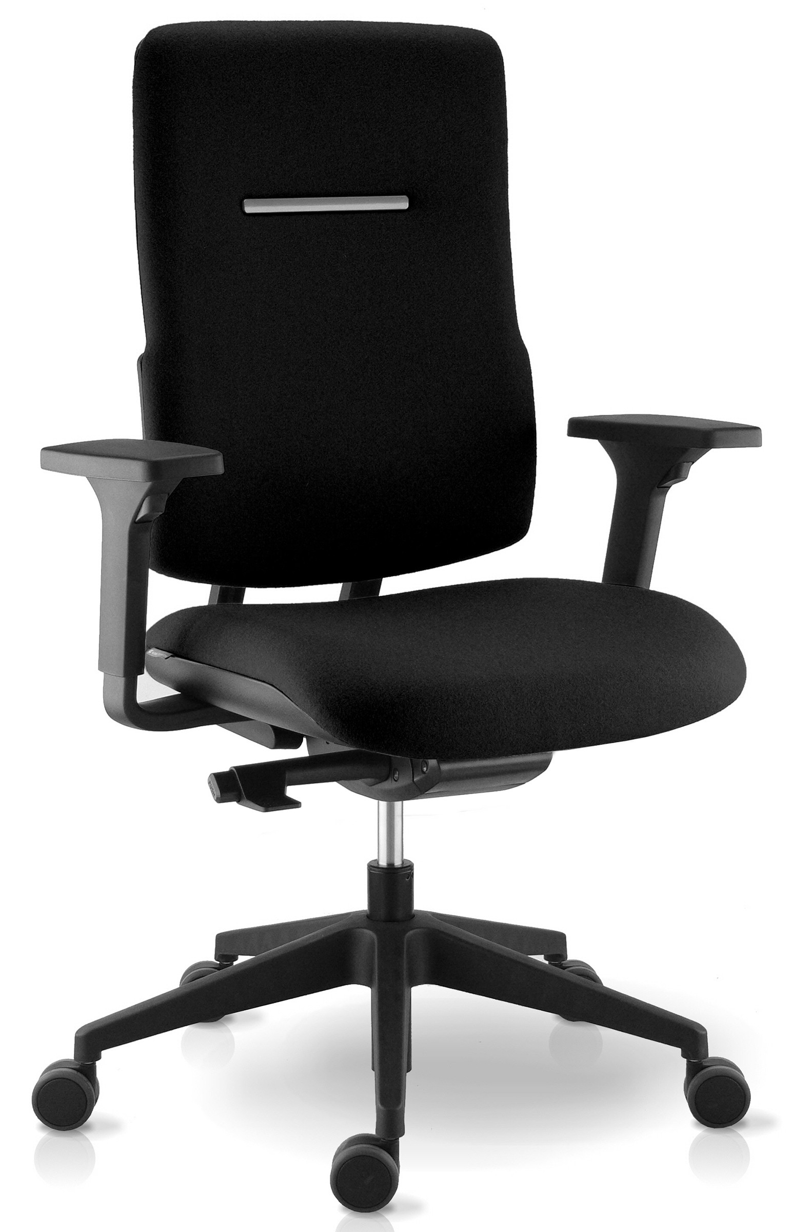 Siège de direction EDVIN Tissu Polyester Noir Hauteur réglable - Dossier Roulettes