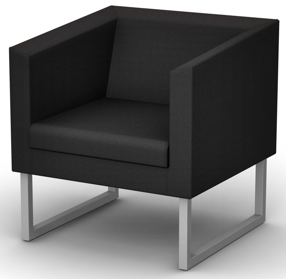 Fauteuil d'accueil  Sten 1 place Tissu anthracite Pitement acier aluminium