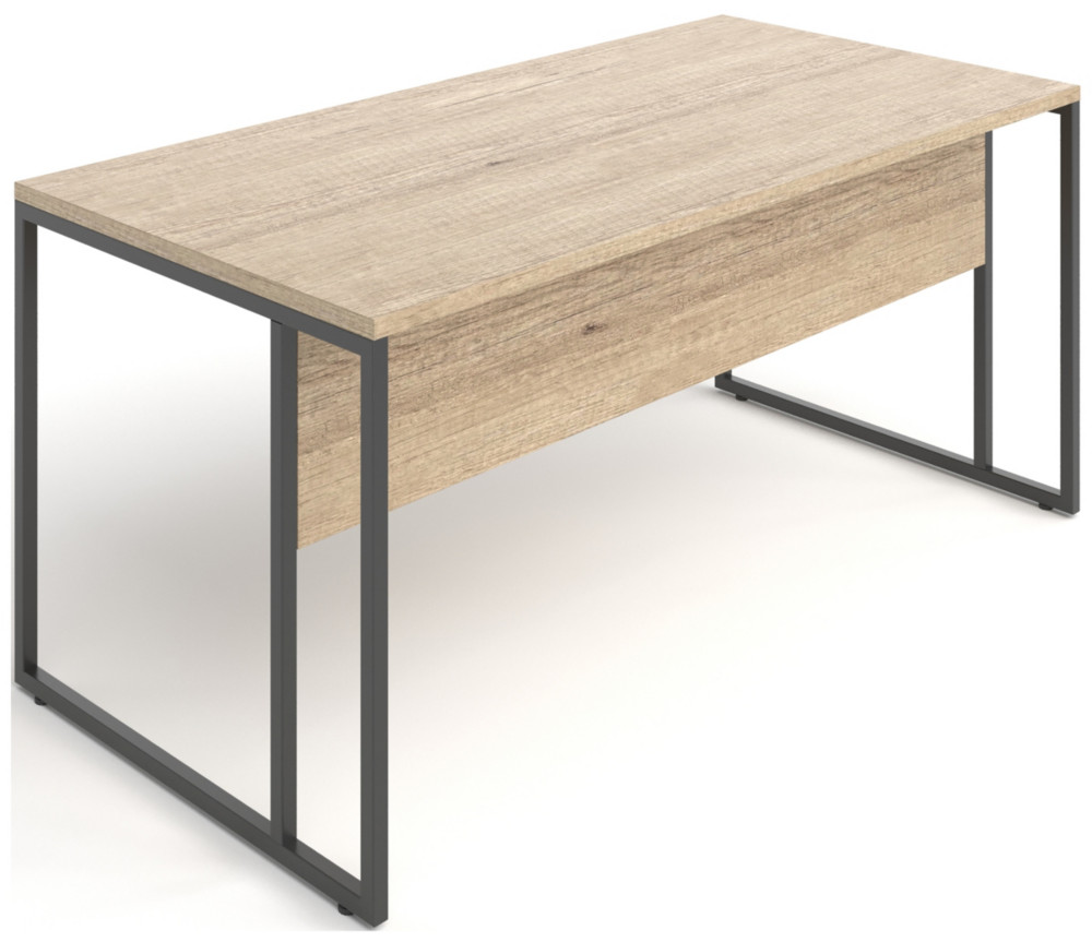 Bureau droit Skyline - L.160 x P.80 cm - Plateau Chne Nebraska - Pieds Noir
