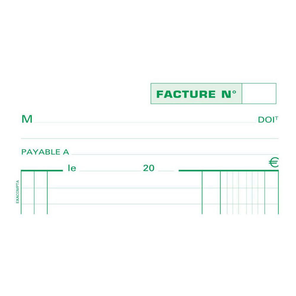 Exacompta Manifold FACTURES 10 5 x 13 5 cm 50 feuilles autocopiantes 2 exemplaires