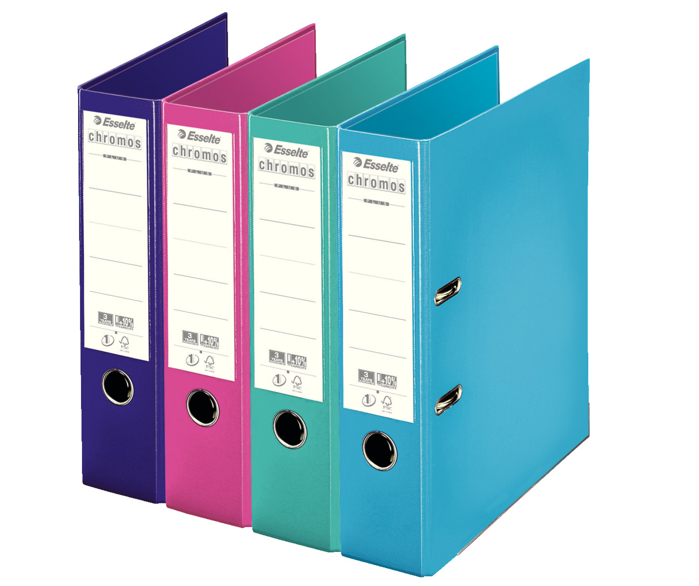 Esselte Classeur à levier A4 Chromos Plus en polypropylène - Dos 8 cm - Assortis Mode